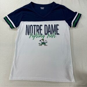 Captivating Notre Dame Women’s Fighting Irish V-Neck Tee in Navy and White Sz S